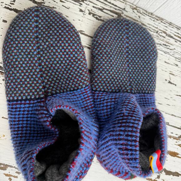 Bombas Gripper Slipper Merino Wool Blend Size Large Blue Green Red Pull On Sock - Picture 8 of 8